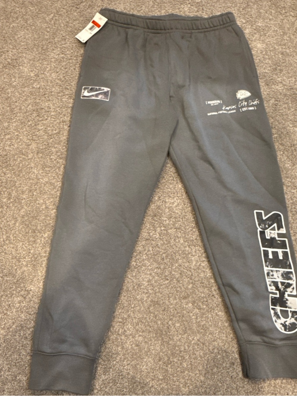 Nike Kansas City chiefs Charcoal Gray Graphic Logo Joggers